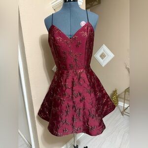 Alice + Olivia Wine Red Mini Dress with Spaghetti Straps